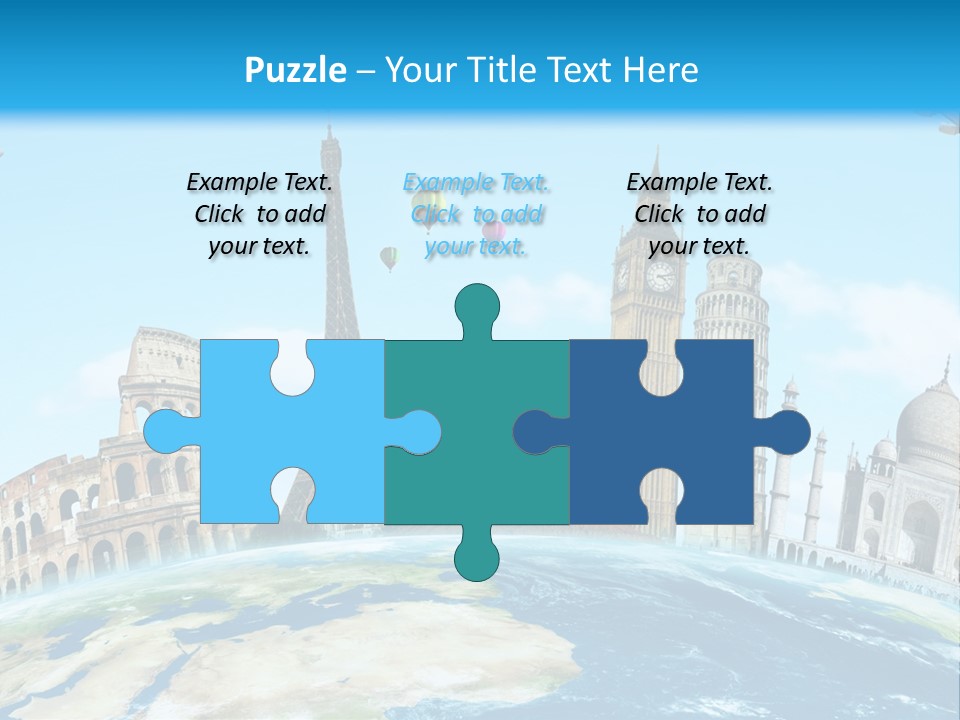 A Blue Sky With A Bunch Of Different Types Of Buildings PowerPoint Template