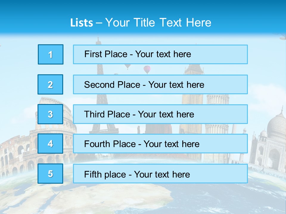 A Blue Sky With A Bunch Of Different Types Of Buildings PowerPoint Template