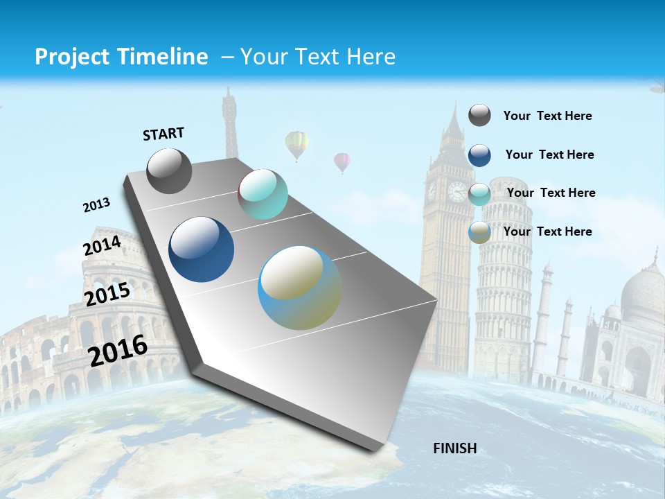 A Blue Sky With A Bunch Of Different Types Of Buildings PowerPoint Template