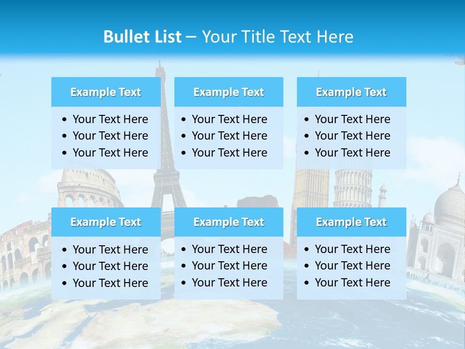 A Blue Sky With A Bunch Of Different Types Of Buildings PowerPoint Template