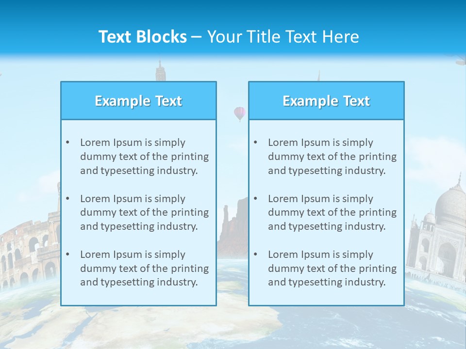 A Blue Sky With A Bunch Of Different Types Of Buildings PowerPoint Template
