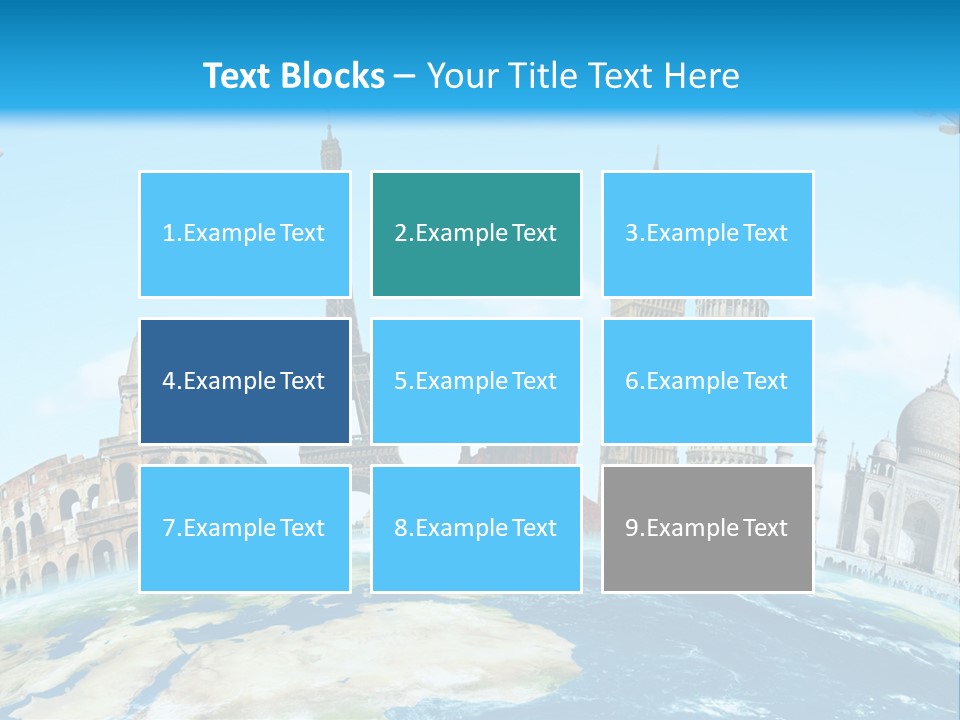 A Blue Sky With A Bunch Of Different Types Of Buildings PowerPoint Template