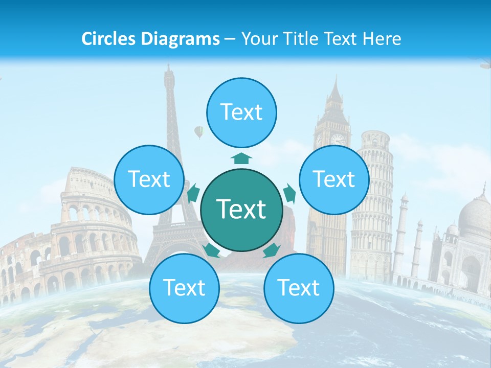 A Blue Sky With A Bunch Of Different Types Of Buildings PowerPoint Template