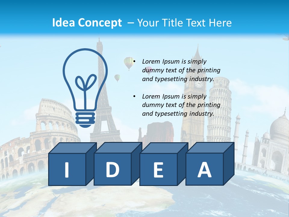 A Blue Sky With A Bunch Of Different Types Of Buildings PowerPoint Template