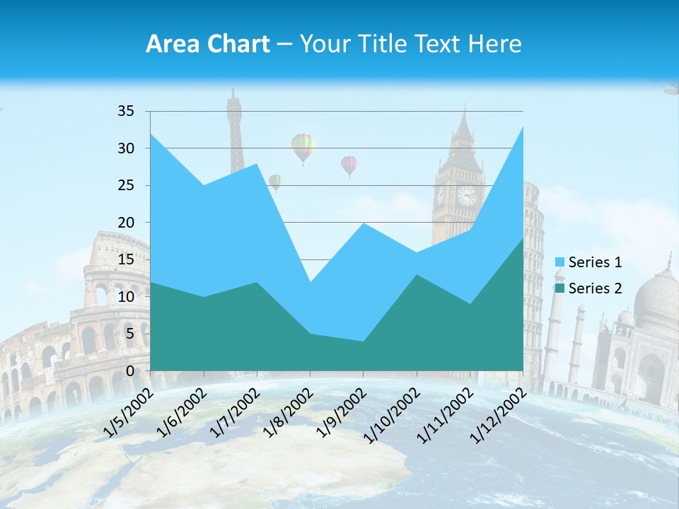 A Blue Sky With A Bunch Of Different Types Of Buildings PowerPoint Template
