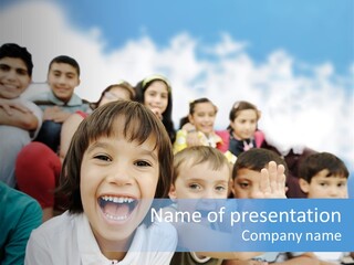 A Group Of Children Are Smiling For The Camera PowerPoint Template