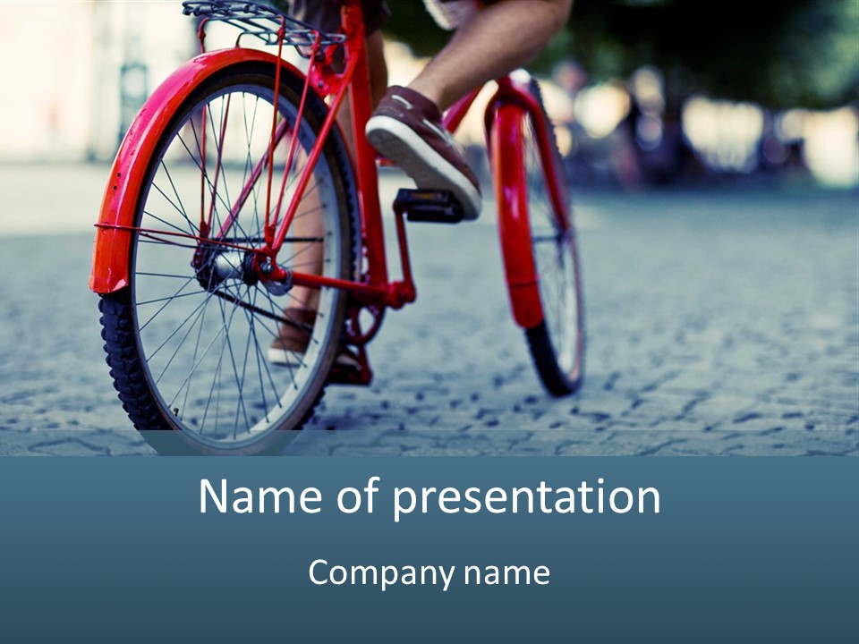 A Person Riding A Red Bike On A Street PowerPoint Template