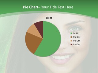 A Woman With Long Hair And Green Eyes Is Smiling PowerPoint Template