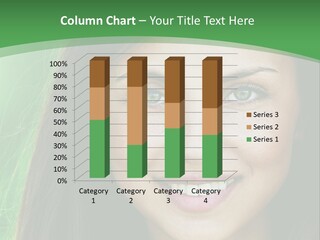 A Woman With Long Hair And Green Eyes Is Smiling PowerPoint Template