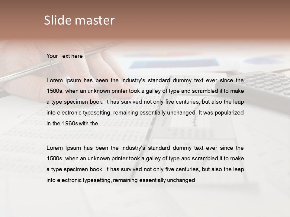 A Person Writing On A Piece Of Paper Next To A Calculator PowerPoint Template