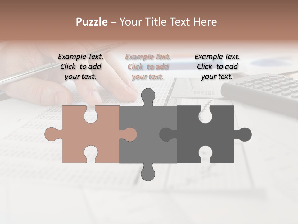 A Person Writing On A Piece Of Paper Next To A Calculator PowerPoint Template