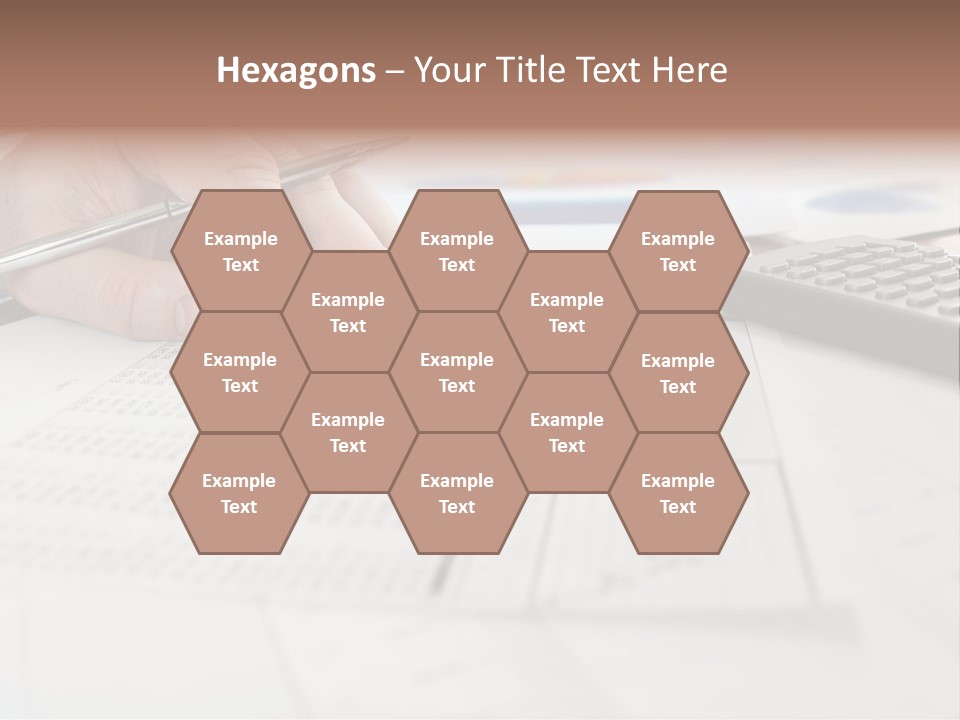 A Person Writing On A Piece Of Paper Next To A Calculator PowerPoint Template