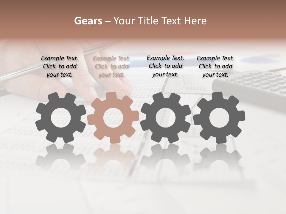 A Person Writing On A Piece Of Paper Next To A Calculator PowerPoint Template