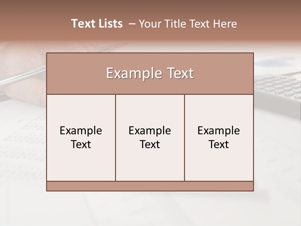 A Person Writing On A Piece Of Paper Next To A Calculator PowerPoint Template
