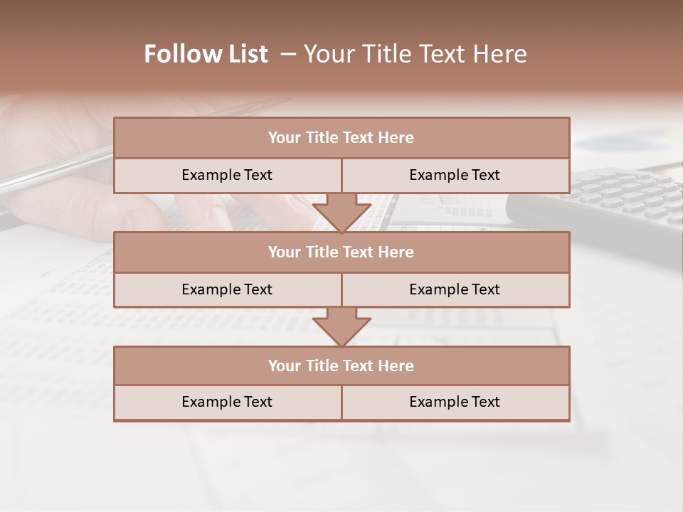 A Person Writing On A Piece Of Paper Next To A Calculator PowerPoint Template
