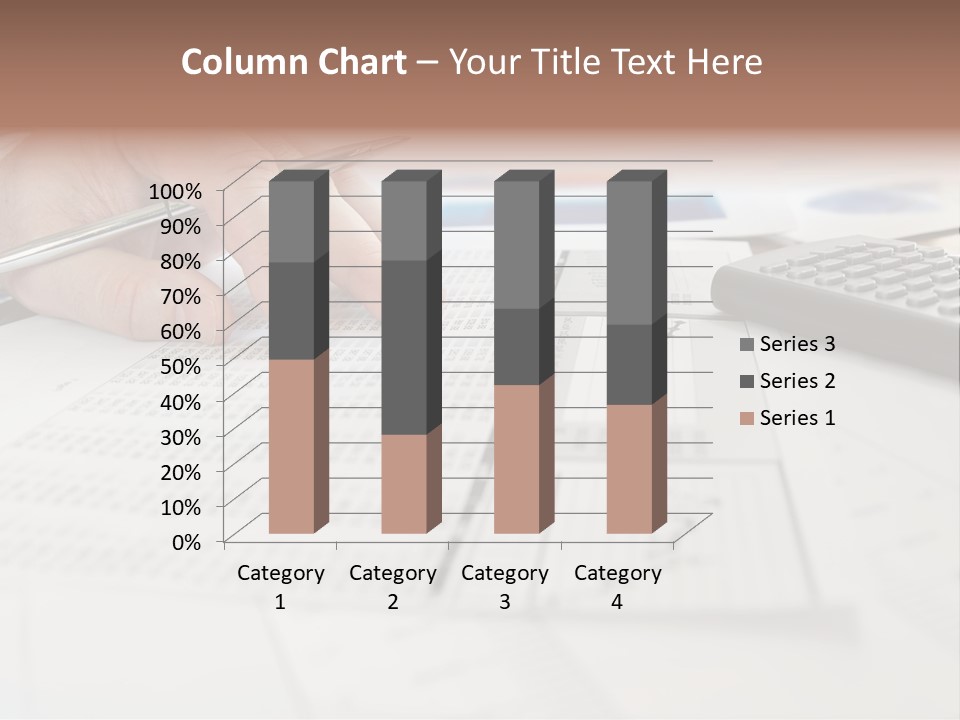 A Person Writing On A Piece Of Paper Next To A Calculator PowerPoint Template