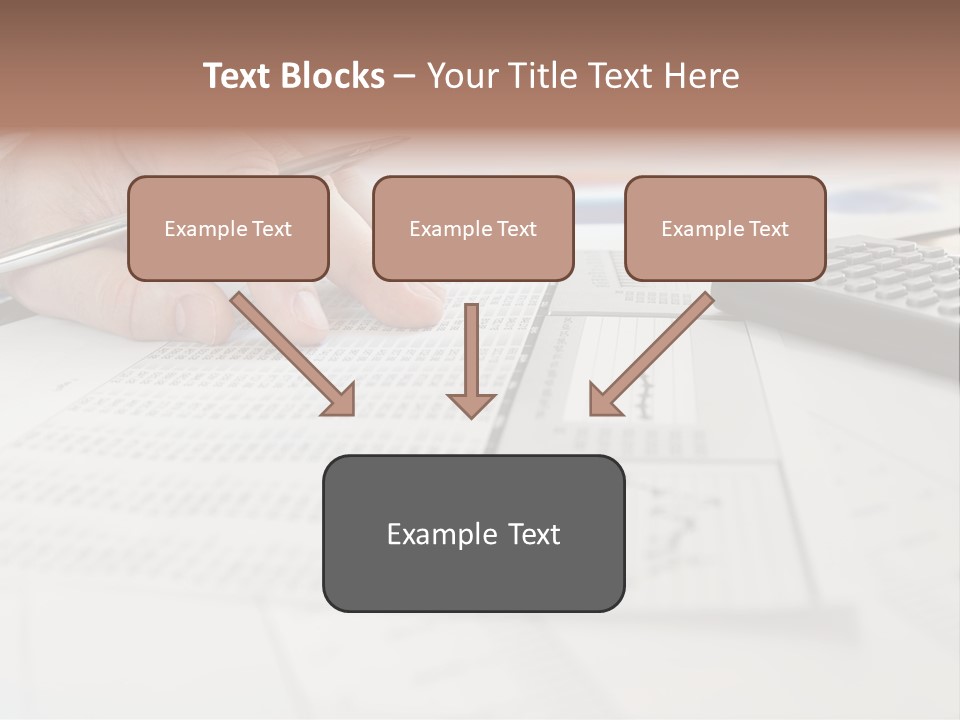 A Person Writing On A Piece Of Paper Next To A Calculator PowerPoint Template