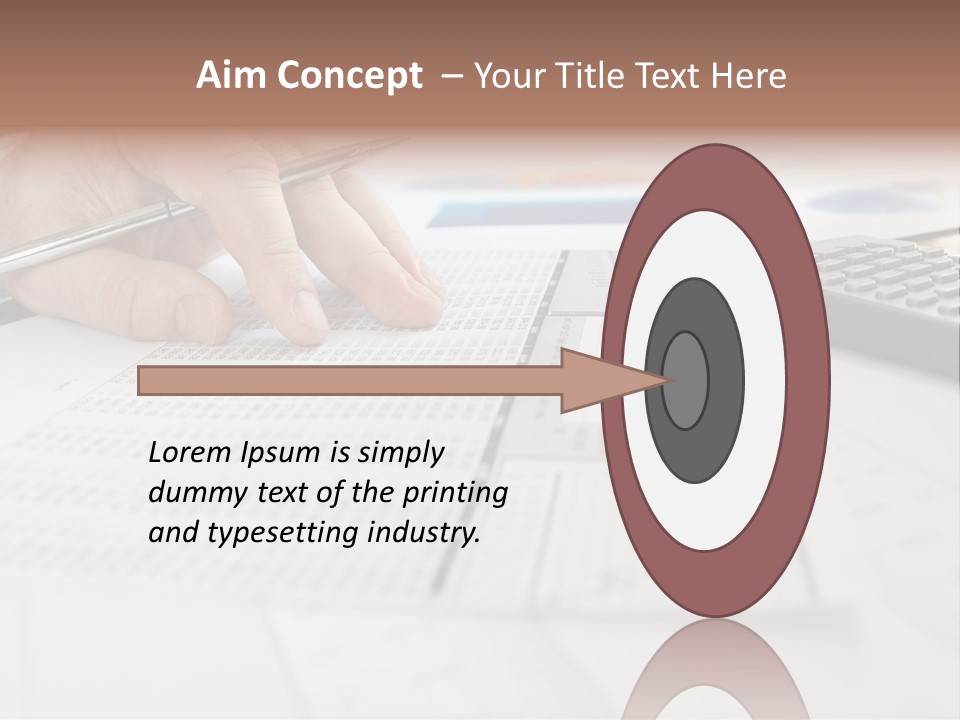 A Person Writing On A Piece Of Paper Next To A Calculator PowerPoint Template