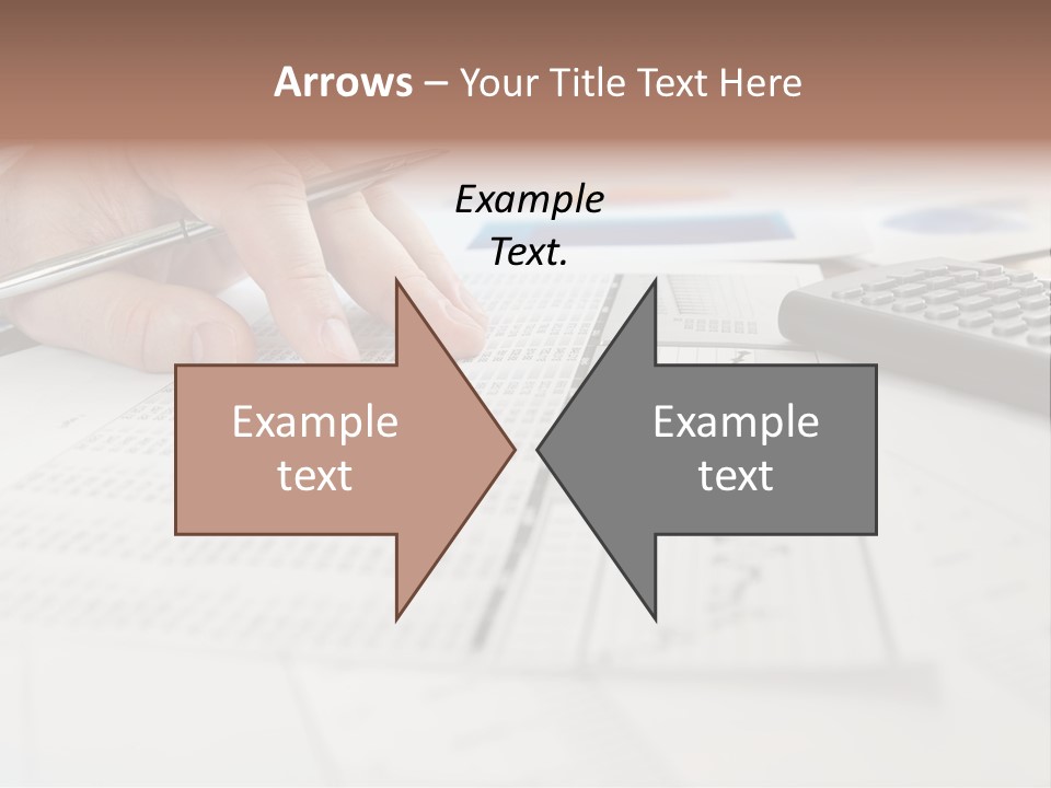 A Person Writing On A Piece Of Paper Next To A Calculator PowerPoint Template