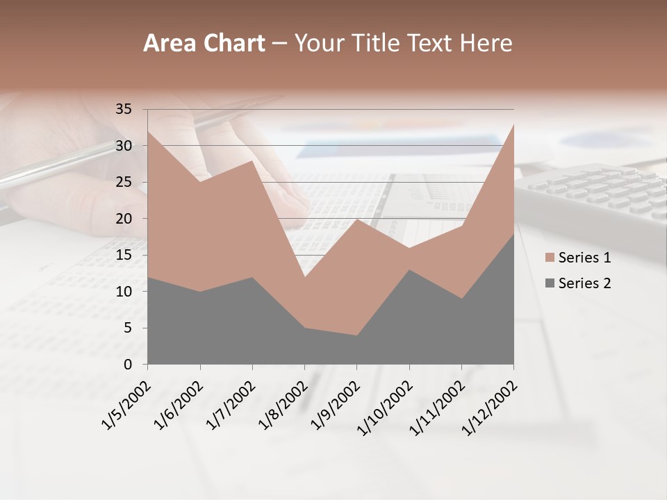A Person Writing On A Piece Of Paper Next To A Calculator PowerPoint Template