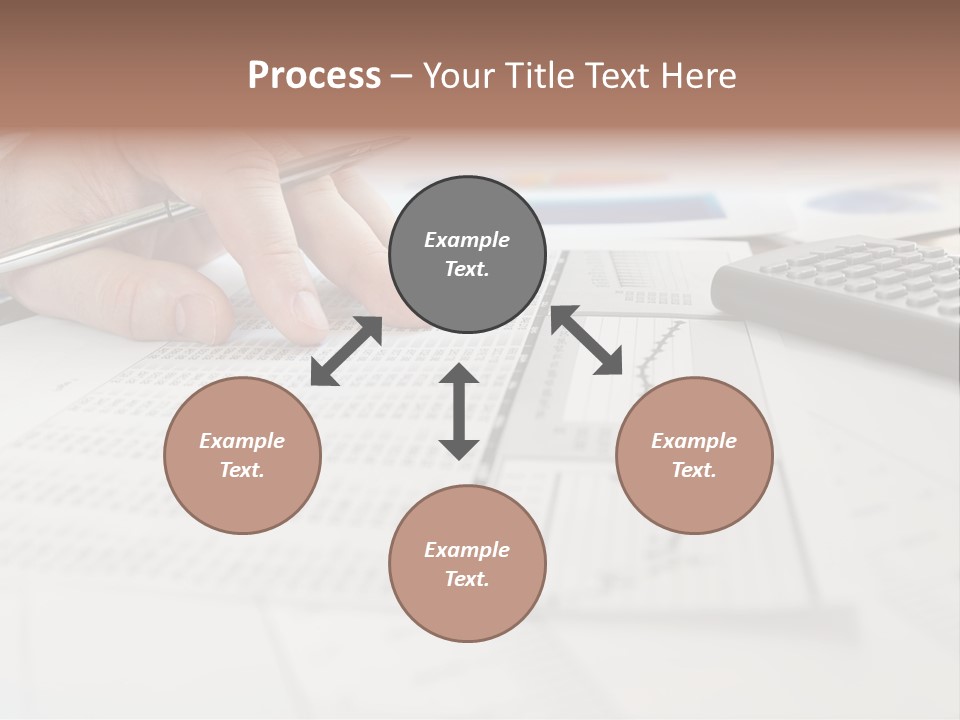 A Person Writing On A Piece Of Paper Next To A Calculator PowerPoint Template