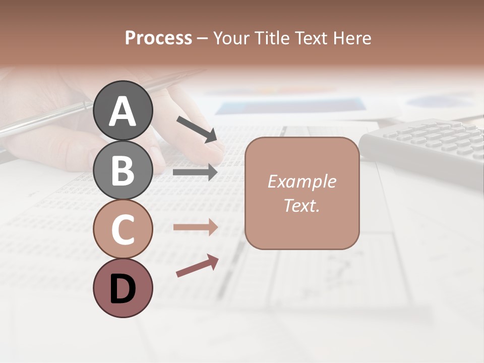 A Person Writing On A Piece Of Paper Next To A Calculator PowerPoint Template