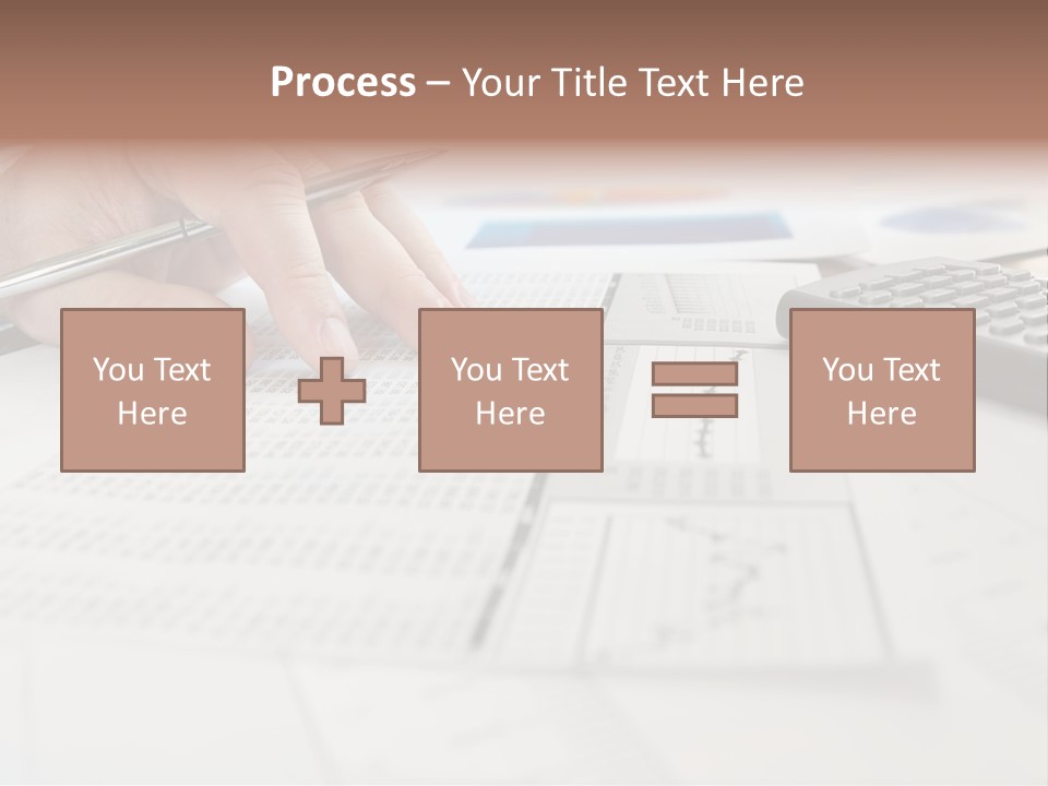 A Person Writing On A Piece Of Paper Next To A Calculator PowerPoint Template