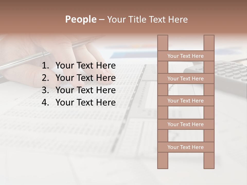 A Person Writing On A Piece Of Paper Next To A Calculator PowerPoint Template