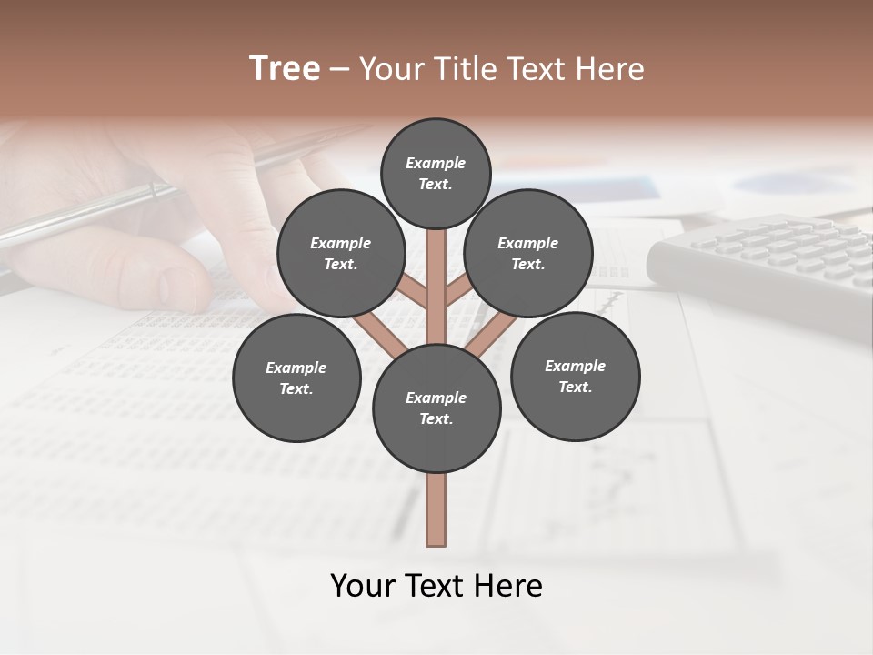 A Person Writing On A Piece Of Paper Next To A Calculator PowerPoint Template