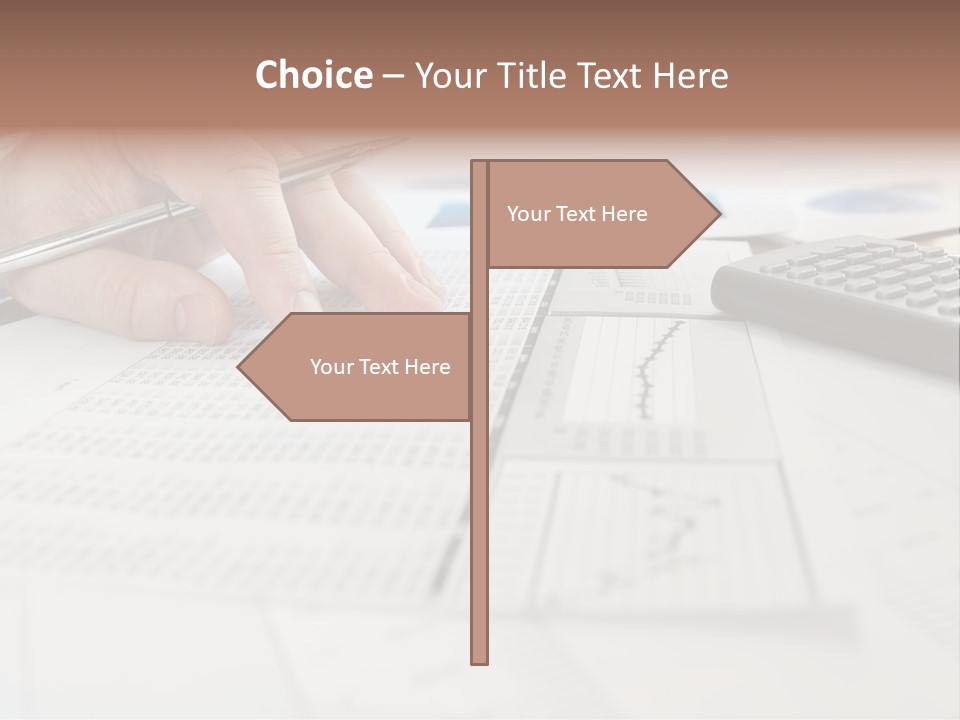 A Person Writing On A Piece Of Paper Next To A Calculator PowerPoint Template