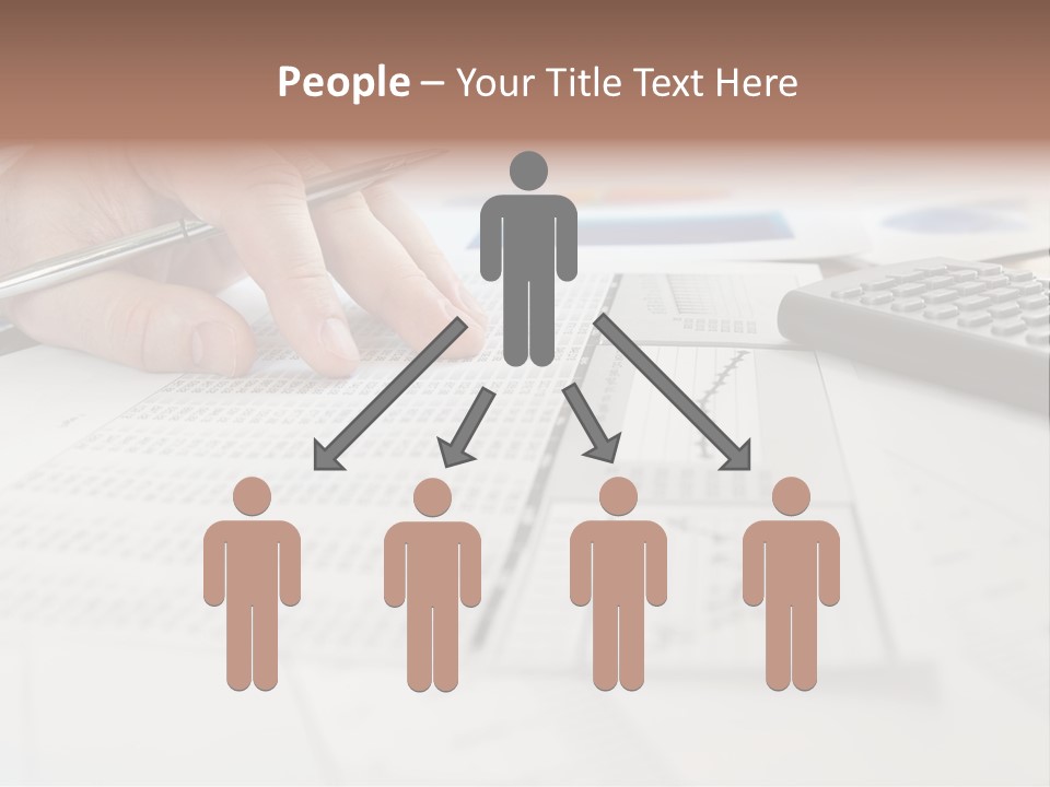 A Person Writing On A Piece Of Paper Next To A Calculator PowerPoint Template