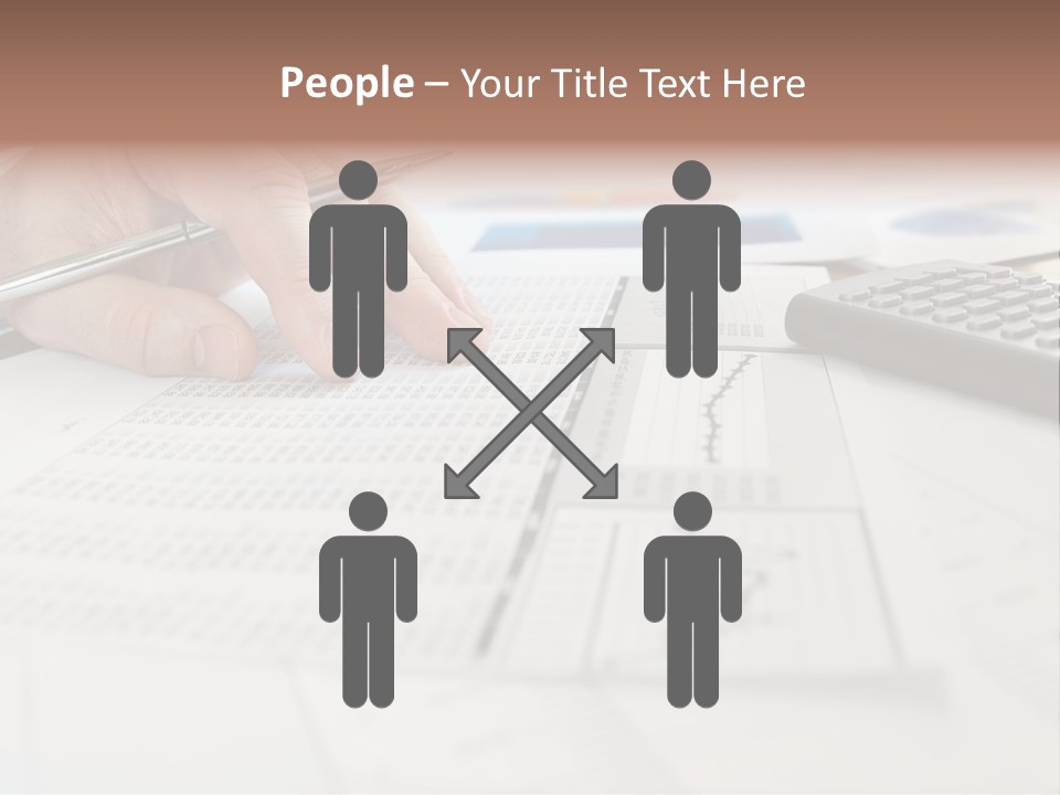 A Person Writing On A Piece Of Paper Next To A Calculator PowerPoint Template