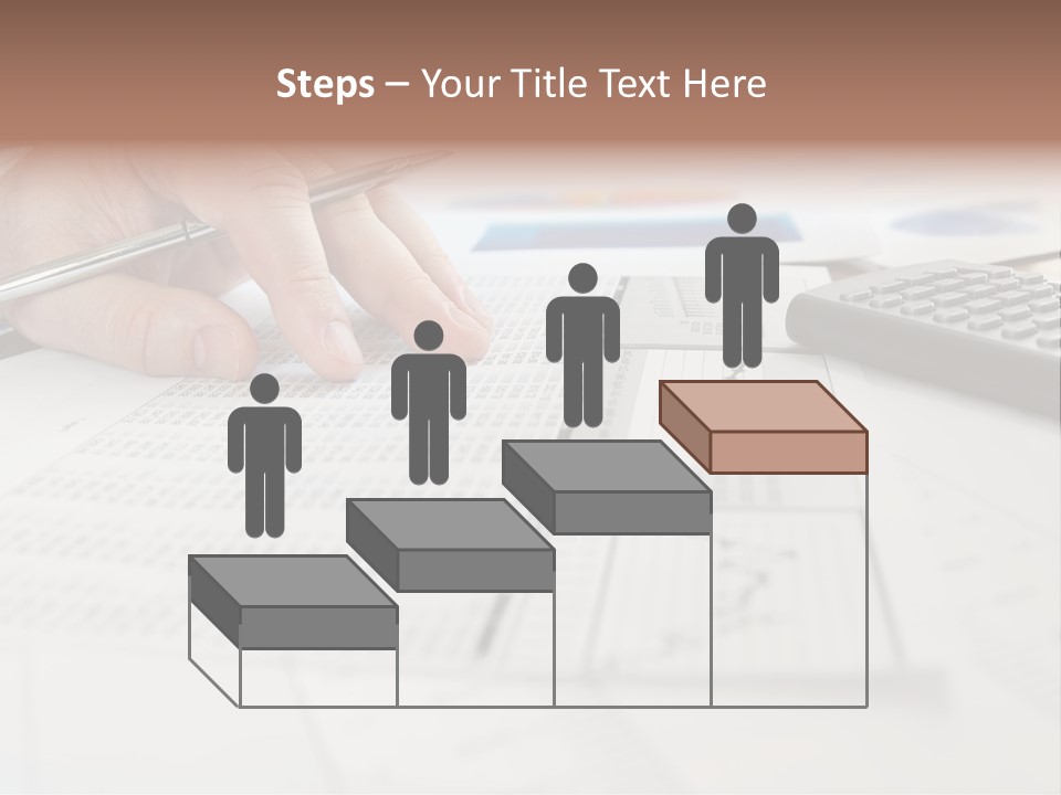 A Person Writing On A Piece Of Paper Next To A Calculator PowerPoint Template