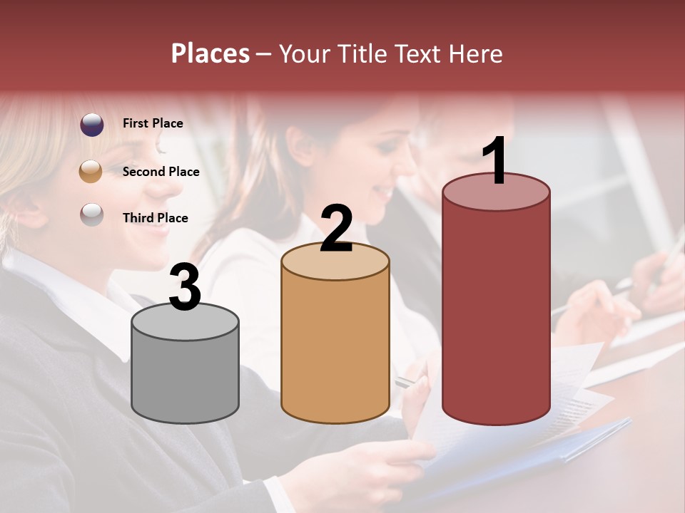 A Group Of Business People Sitting At A Table PowerPoint Template