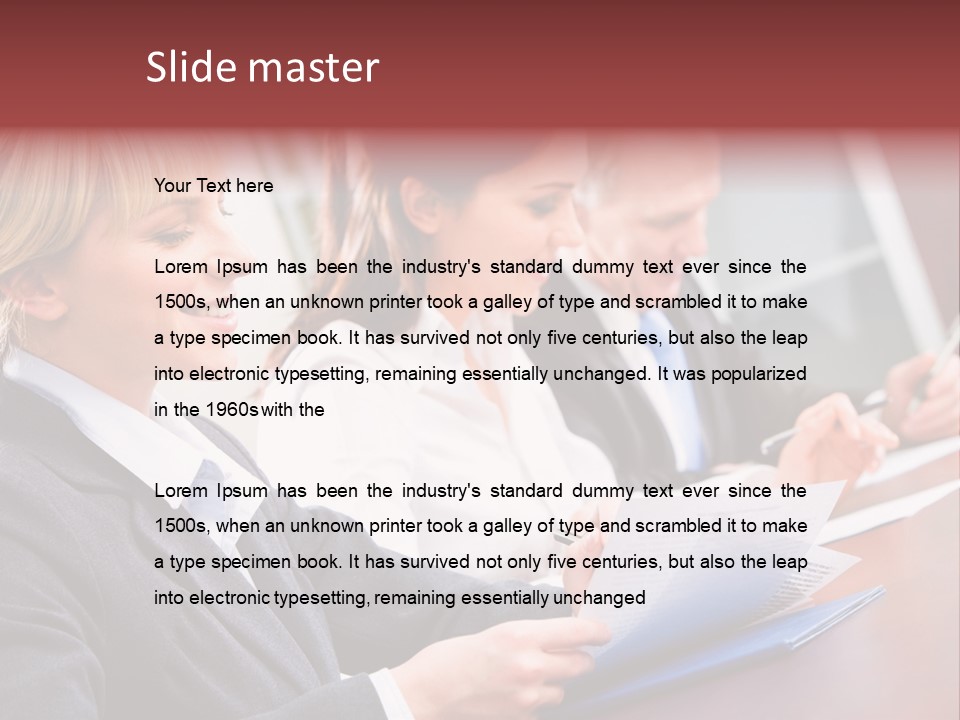 A Group Of Business People Sitting At A Table PowerPoint Template