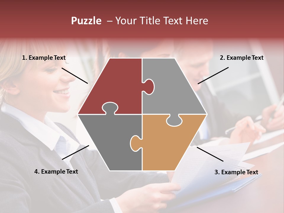 A Group Of Business People Sitting At A Table PowerPoint Template