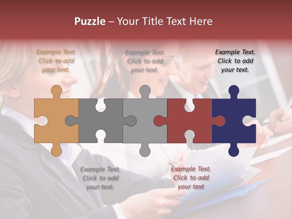 A Group Of Business People Sitting At A Table PowerPoint Template