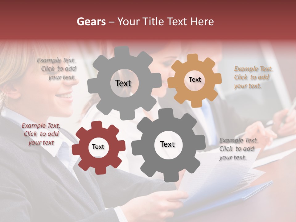 A Group Of Business People Sitting At A Table PowerPoint Template