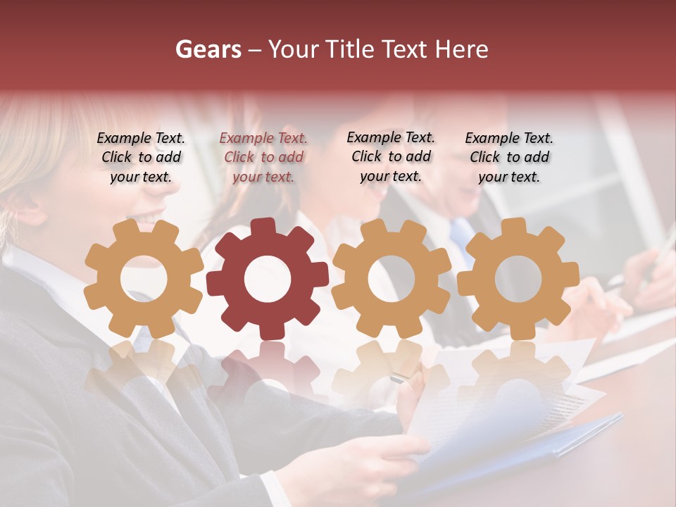 A Group Of Business People Sitting At A Table PowerPoint Template