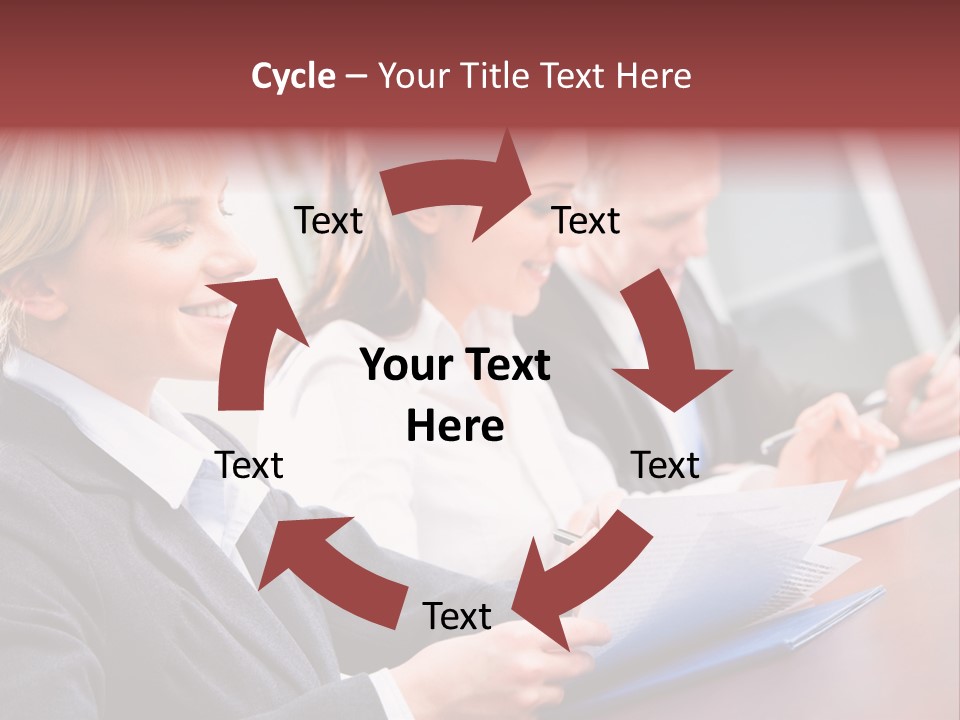 A Group Of Business People Sitting At A Table PowerPoint Template