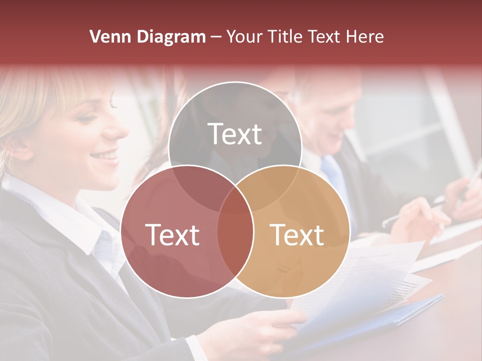 A Group Of Business People Sitting At A Table PowerPoint Template