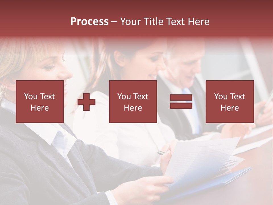 A Group Of Business People Sitting At A Table PowerPoint Template