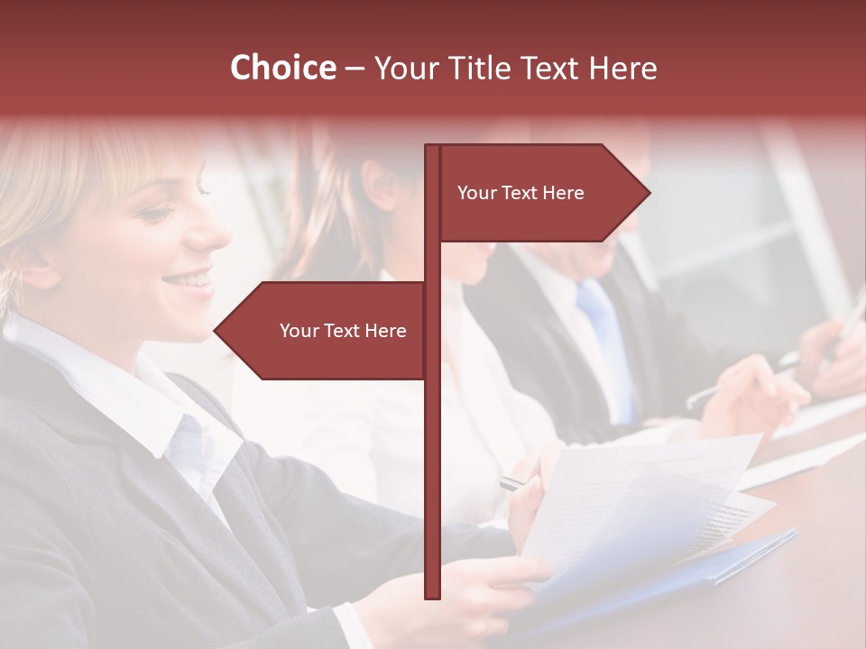 A Group Of Business People Sitting At A Table PowerPoint Template