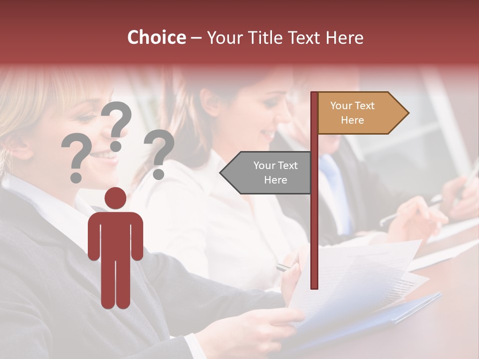 A Group Of Business People Sitting At A Table PowerPoint Template