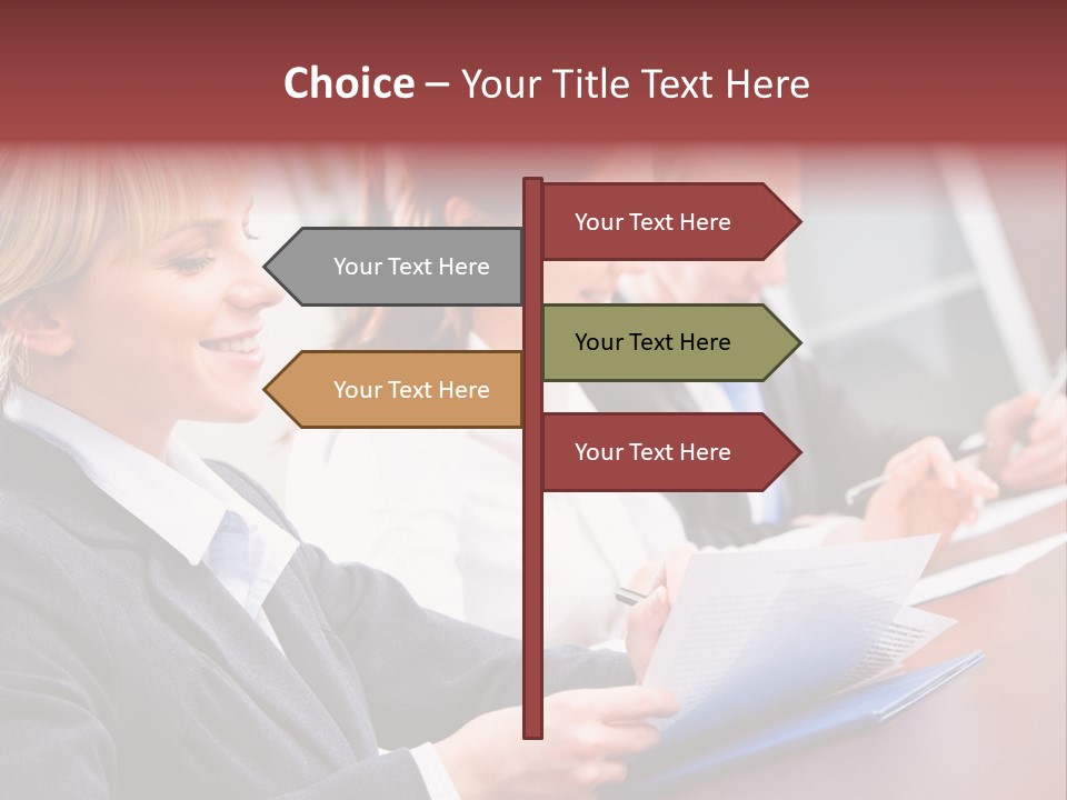 A Group Of Business People Sitting At A Table PowerPoint Template