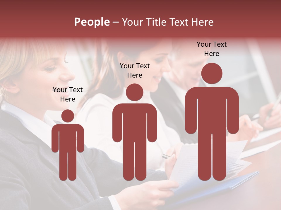 A Group Of Business People Sitting At A Table PowerPoint Template