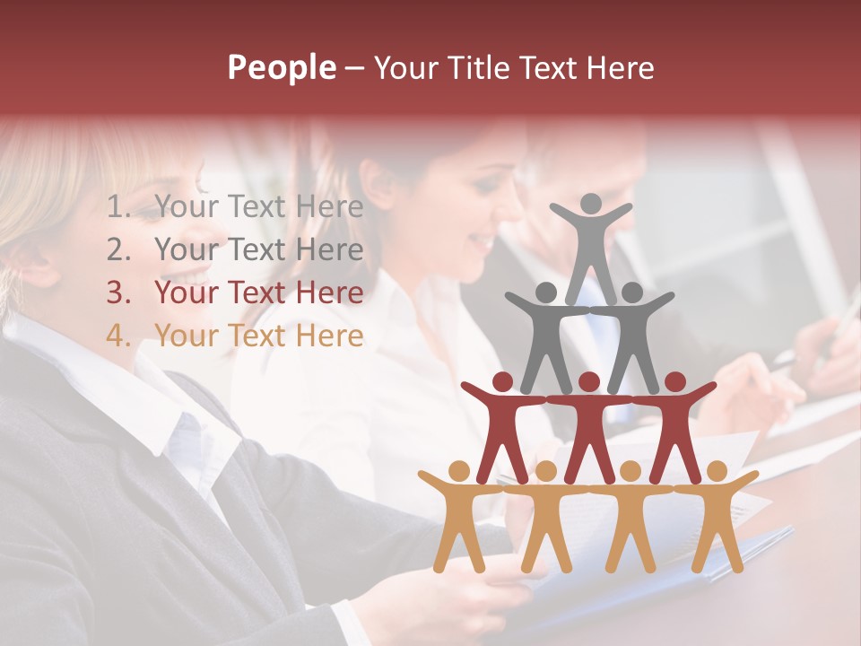 A Group Of Business People Sitting At A Table PowerPoint Template