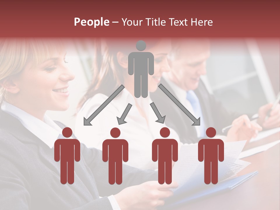 A Group Of Business People Sitting At A Table PowerPoint Template