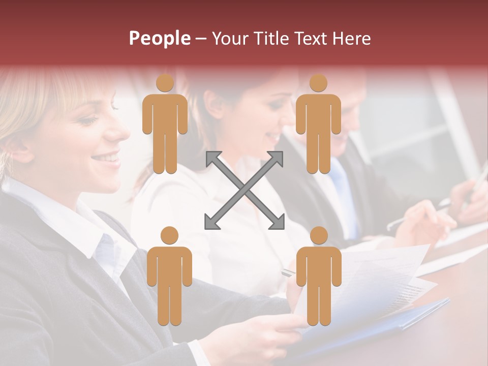 A Group Of Business People Sitting At A Table PowerPoint Template