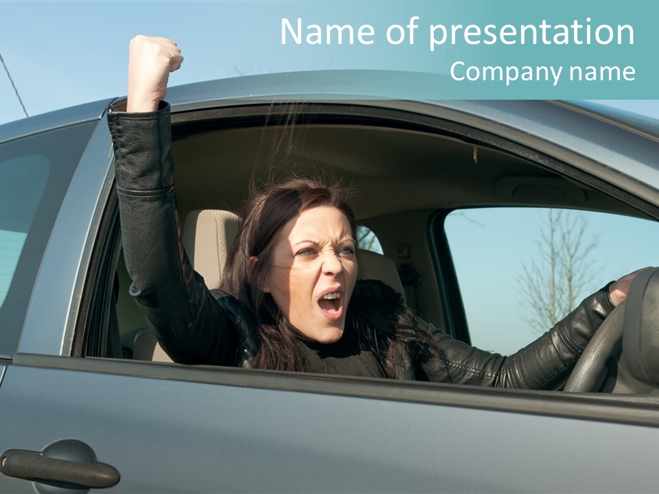 Driving Gesturing Threaten PowerPoint Template